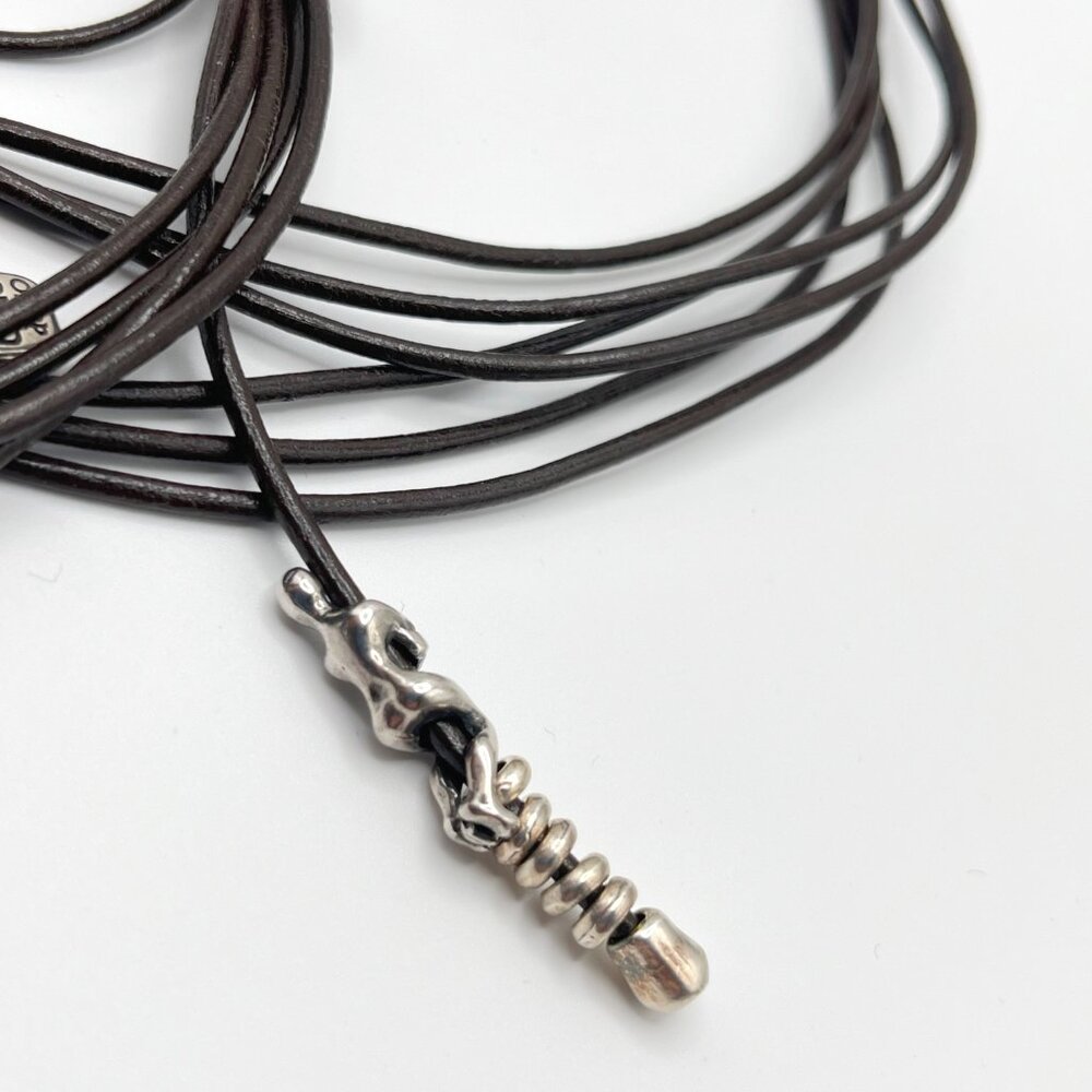 UNO de 50 Leather Silver plated Necklace Skalator Woman Climb BOHO Tassel Dangle - Picture 11 of 16